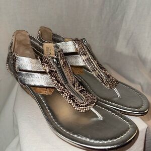 Silver and Snake Print Women's Sandals